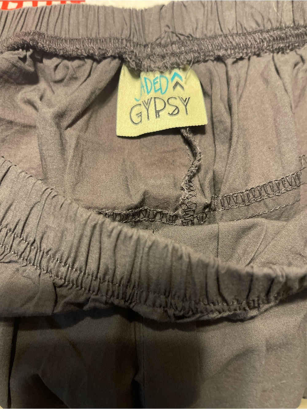 Jaded Gypsy Eyelet Hemline with Elastic Waist Bloomer Pants in Charcoal - Picture 3 of 4